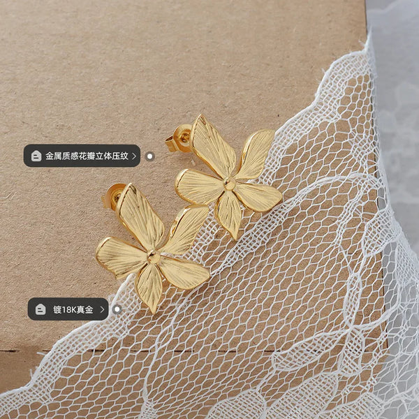 French Style Geometric Plating 304 Stainless Steel No Inlaid 18K Gold Plated Earrings
