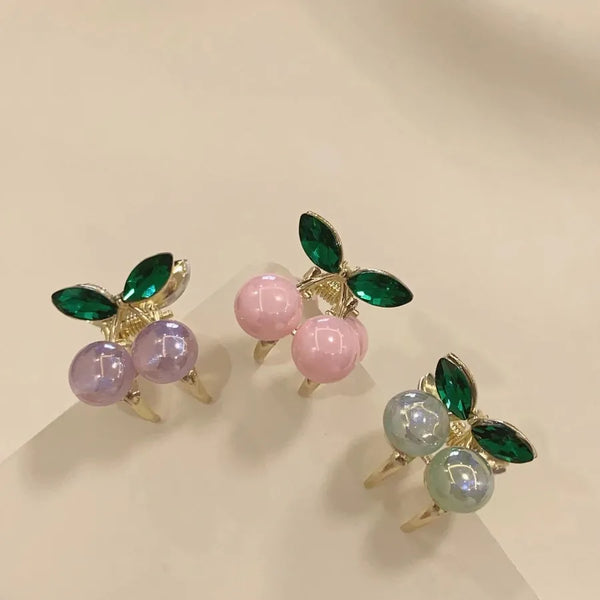 Cute Sweet Women's Cherry Imitation Pearl Hair Claws