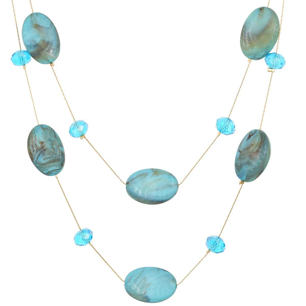 Summer Beach Vacation Style Irregular Stone Necklace Multi-layer Vintage Luxury Collarbone Chain 18K Gold Plated