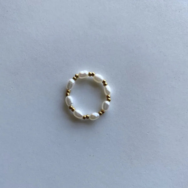 ethnic style pearl titanium steel plating rings 1 piece