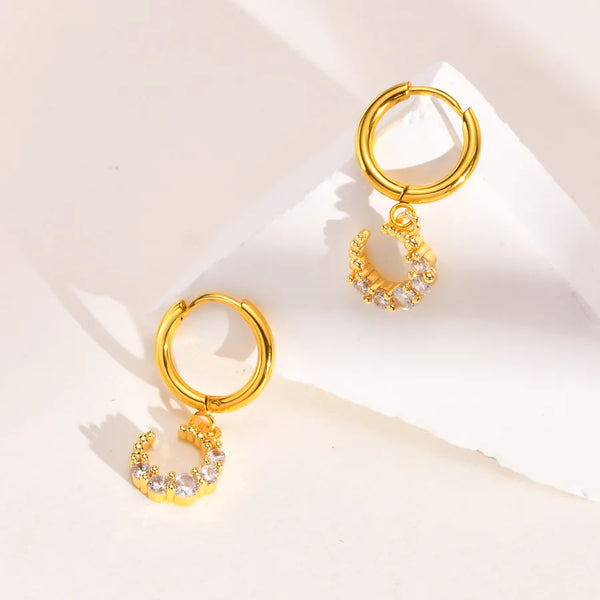 1 Pair Simple Style Butterfly Elephant Plating Inlay Stainless Steel Copper Zircon Drop Earrings
