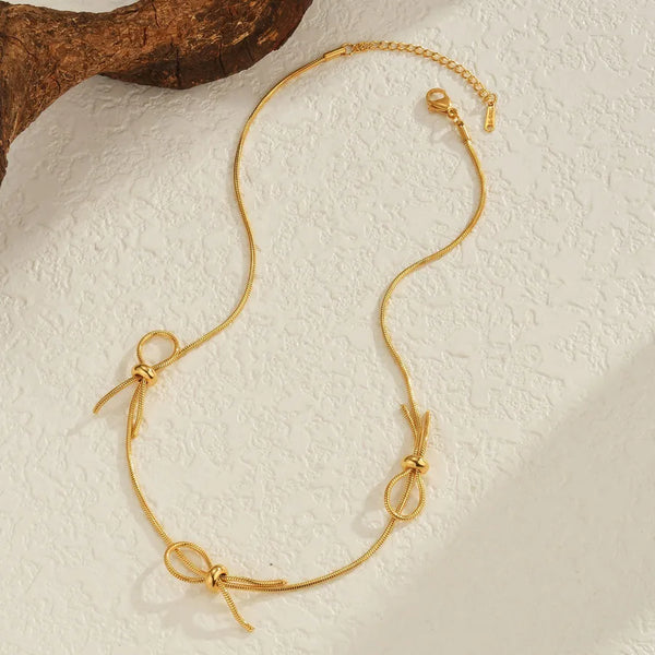 18K Gold Plated Snake Bone Necklace Ladies High Quality Clavicle Chain Jewelry