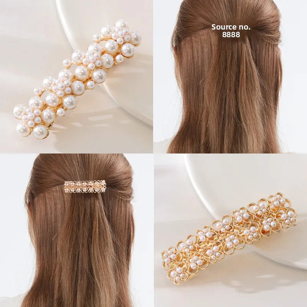 Pearl Hairpin for Women, Elegant Metal Hair Accessory