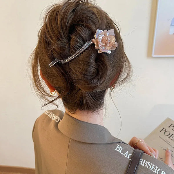 Sweet Flowers Hair Pins for Women in Coffer Color, Made of Durable PC Material, Perfect for Spring Hair Accessories
