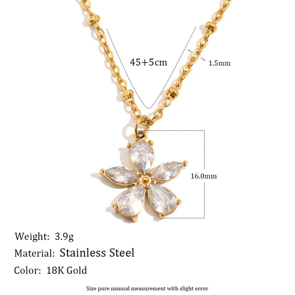 Geometric Circular Necklace for Women in 304 Stainless Steel with 18K Real Gold Plated and Zircon Inlay, PVD Coated