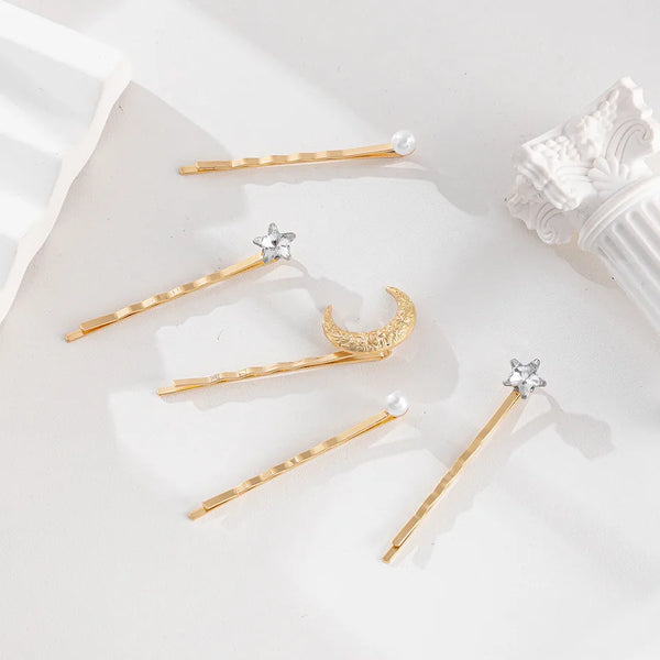 Star Hair Pins for Women Made of Zinc Alloy with Rhinestones, Perfect for Autumn & Winter