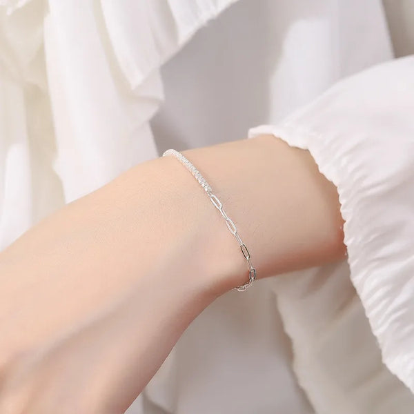925 sterling silver diamond box chain bracelet for women  new simple ins All-match bracelet personalized temperament silver jewelry