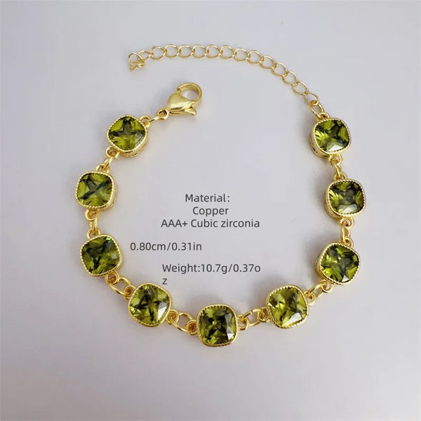 Multicolor Series Copper Plated 18k Gold Inlaid Full Diamond Zircon Geometric Bracelet Original Adjustable Women's Simple Style