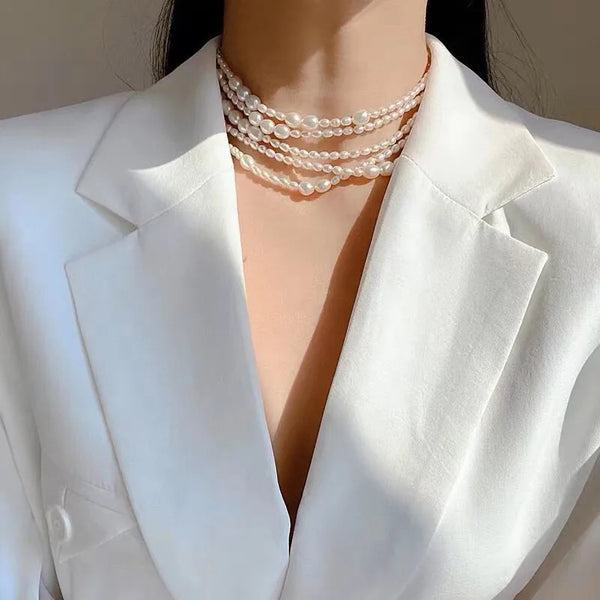 elegant lady simple style solid color freshwater pearl necklace in bulk