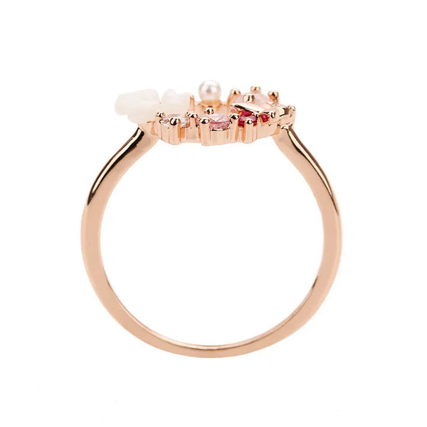 simple style flower copper inlay zircon rings