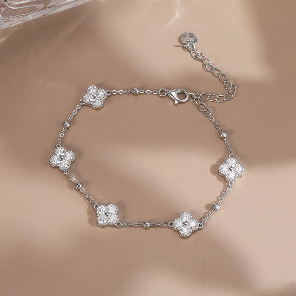For Women 925 Sterling Silver Bracelet Featuring Moissanite Inlay