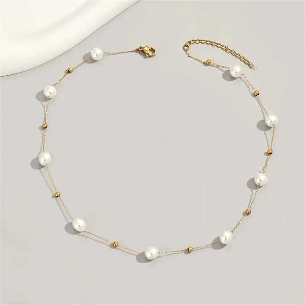 Arylic Copper Pearl Necklace