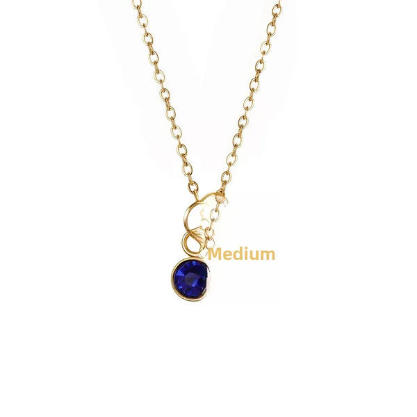 Fashionable Stainless Steel Zodiac Pendant Necklace Women's Zircon Holiday Gift Clavicle Chain Chic Style Natural Stone Geometric Pattern