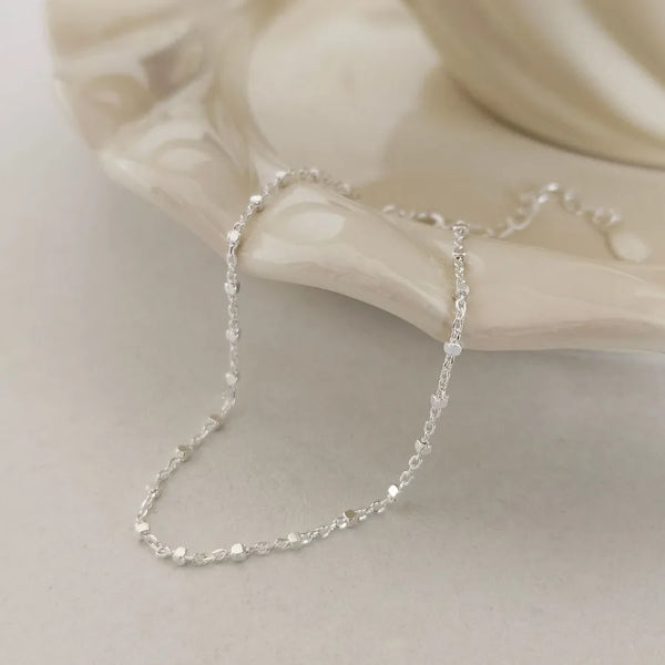 S925 Pure Silver Glowing Small Square Chain Bracelet Women's Simple New Design Versatile New Model Geometric Pattern Hand Ring