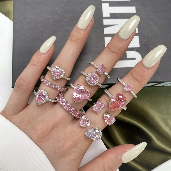 Silver Zircon Heart Shape Rings