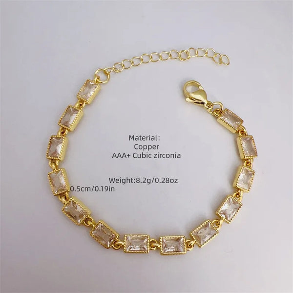 Multicolor Series Copper Plated 18k Gold Inlaid with Zirconia Geometric Bracelet Original Adjustable