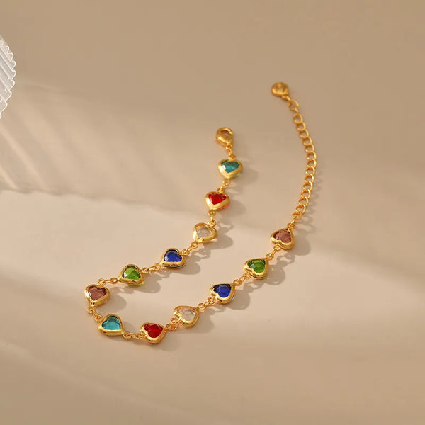 fashion heart shape copper inlay zircon bracelets 1 piece