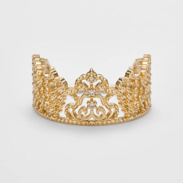 Vintage Simple Palace Lace Hollow Crown Zircon Ring New Luxury 925 Silver Ring Geometric Daily Casual Silver Colors