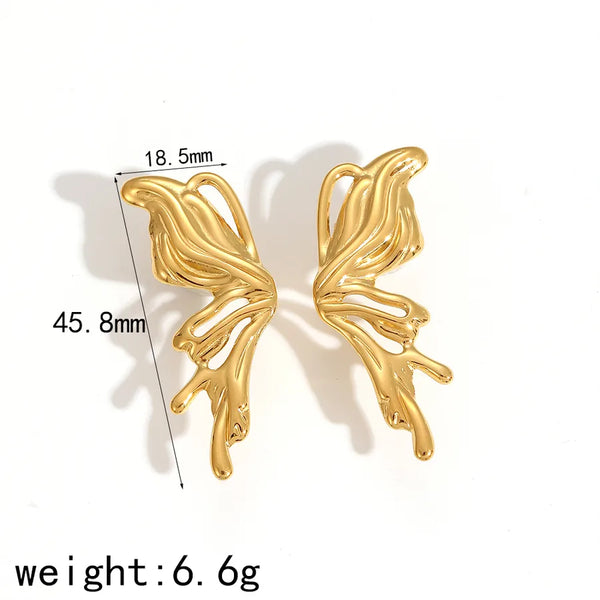 1 Pair IG Style Korean Style Butterfly Polishing Plating 304 Stainless Steel 18K Gold Plated Ear Studs
