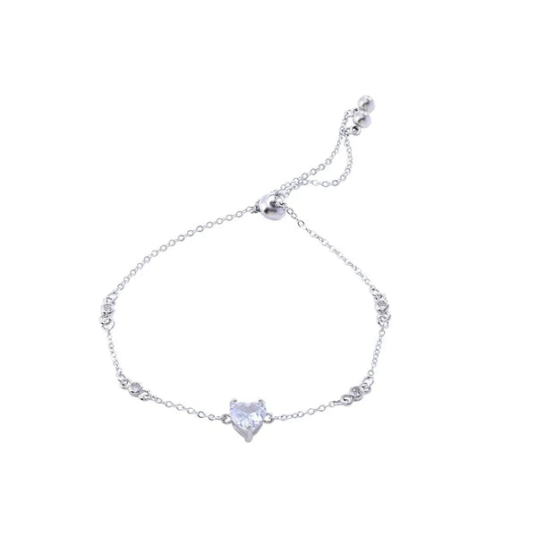 New Style S925 Sterling Silver Zircon Heart Shaped Bracelet Glowing Starlight Elegant Fashion Women's Jewelry Accessory