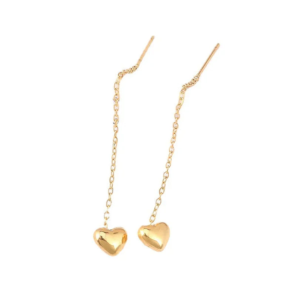 1 pair commute heart shape chain titanium steel ear studs