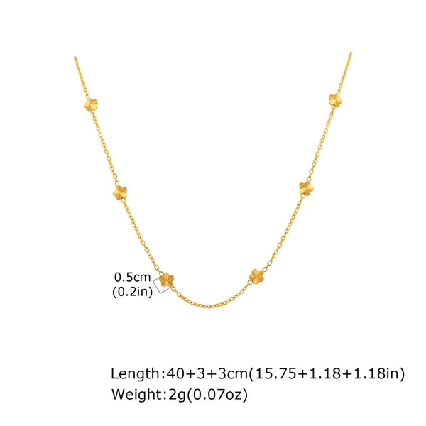 Wind Collarbone Chain for Women Vacuum Electroplating (Outside the Furnace) 18K Gold Plated 201 Stainless Steel Carved Six Flowers Necklace
