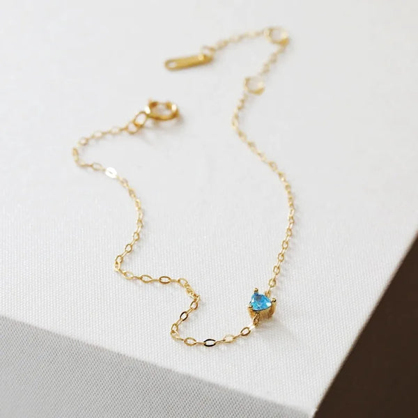 Heart Shape Bracelet For Women in 925 Sterling Silver with 18K Real Gold Plating and Zircon Inlay