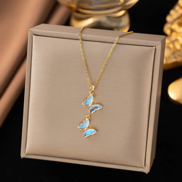 1 Piece Butterfly Double Flying Shiny Pendant Necklace Valentine's Day Ramadan Gift for Family and Friends a Nice Gift Casual Retro Trendy Daily Street Party Festival Wear