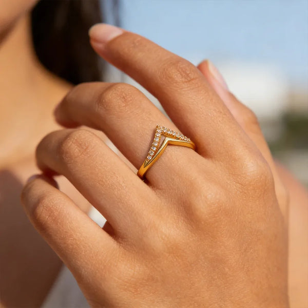 Unisex Geometric Rings Featuring Waterproof Non Tarnish Copper with 18K Real Gold PVD Coated Plating and Zircon Inlay