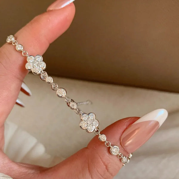 New New Style Fashionable 925 Sterling Silver Tea Rose Bracelet Women's Luxury Versatile Hand Accessory Elegant Sensation
