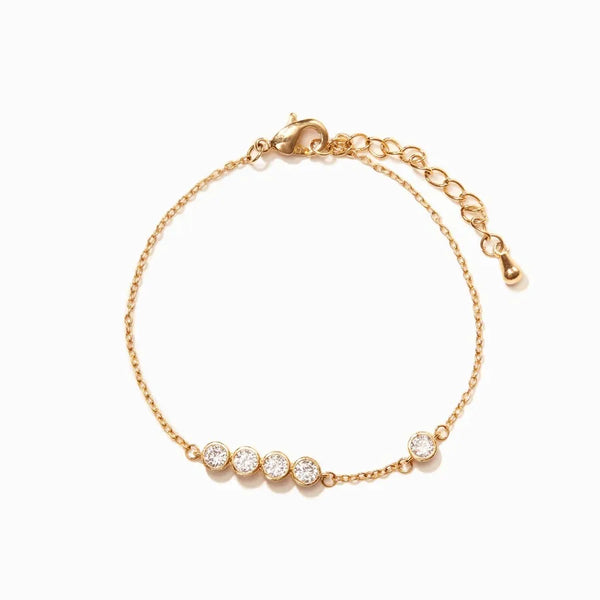 S925 Sterling Silver Bracelet Women Simple Fashion Five-Point Round Commute  Style Geometric Pattern Design