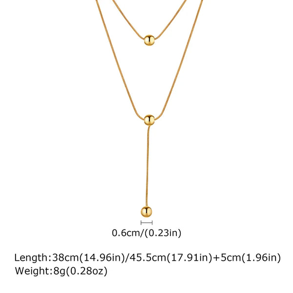 Wholesale Jewelry Elegant Streetwear IG Style Solid Color 201 Stainless Steel 18K Gold Plated Double Layer Necklaces