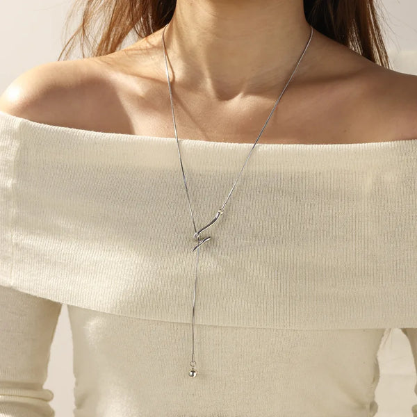 For Women Waterproof Non Tarnish Sweater Chain in 201 Stainless Steel with White K Plated 0.03µm Thick Irregular Box Chain