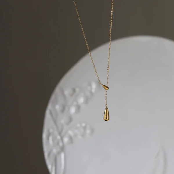 fashion water droplets titanium steel plating pendant necklace 1 piece