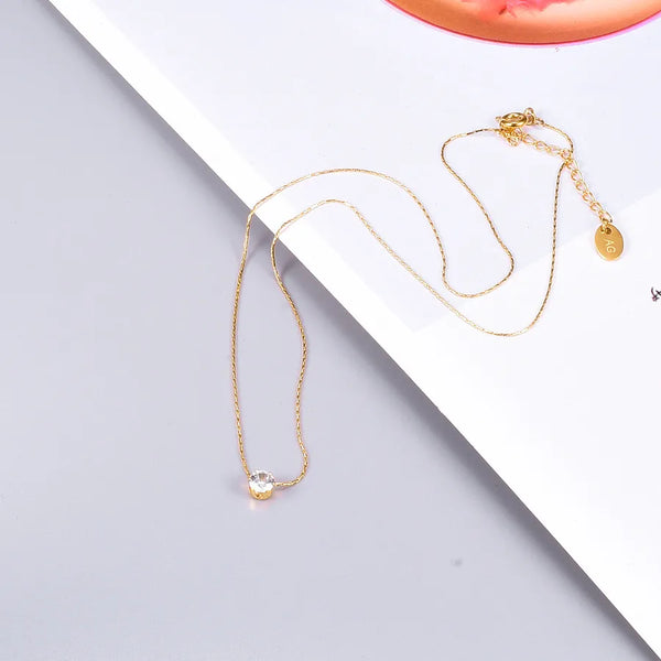Wholesale Jewelry Heart 304 Stainless Steel Titanium Steel Artificial Rhinestones 18K Gold Plated Rose Gold Plated Inlaid Shell Inlaid Gold Necklace