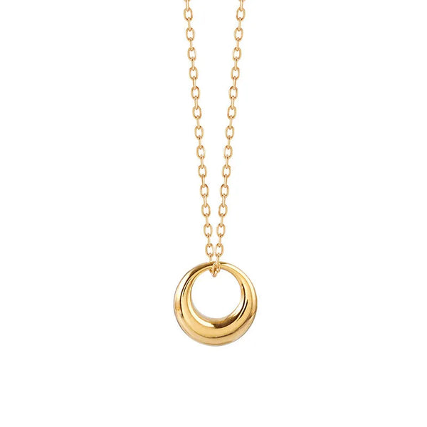 304 Stainless Steel 18K Gold Plated Simple Style Commute Plating Hollow Out Circle Necklace