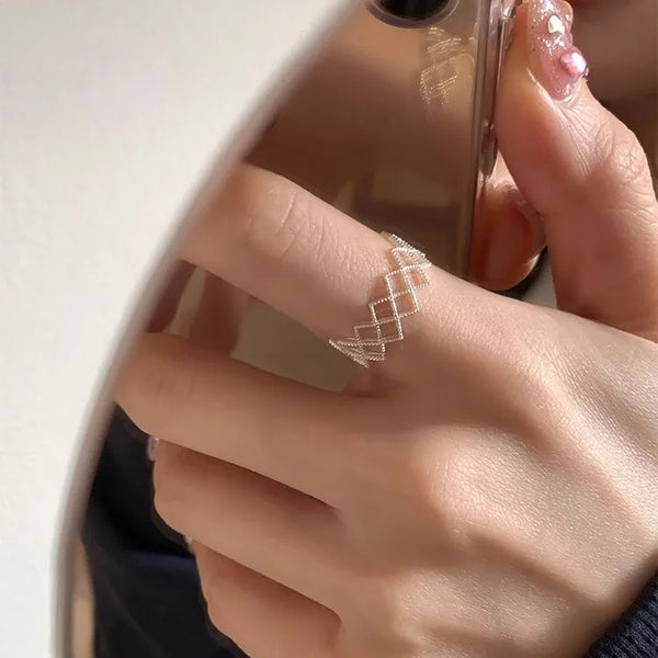1 Piece 925 Sterling Silver Geometric Rings