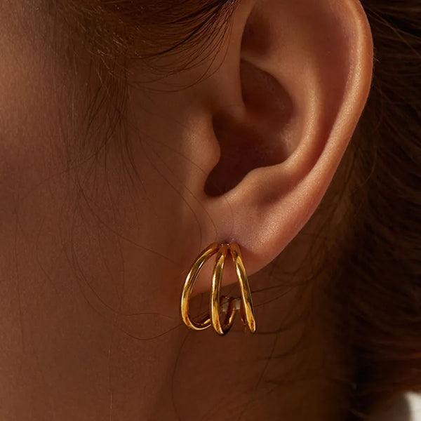 Fashion C Shape Gold Plated 304 Stainless Steel Ear Studs