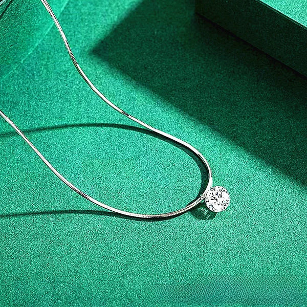 New Style S925 Silver Short Necklace Women's Single Diamond Fashion Snake Bone Chain Jewelry Geometric Pattern Diamond Embedded