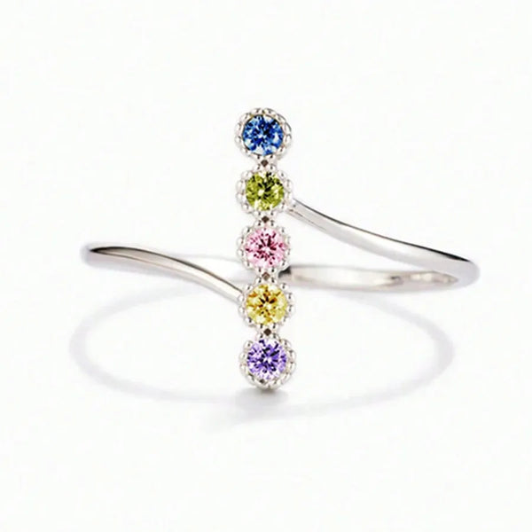 Geometric Claw Setting Ring for Women in Copper with White K Water Plating and Zircon Inlay