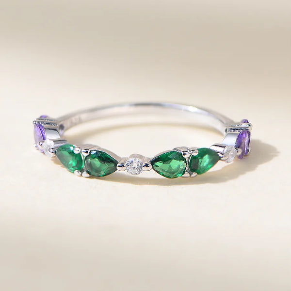 925 Sterling Silver Creative Colorful Water Drop Zircon Ring for Women  INS Style Niche High-end Light Luxury Ring Jewelry