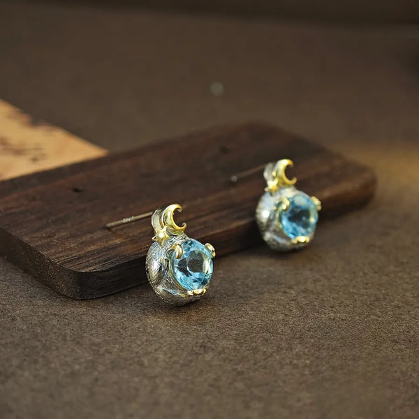 New Topaz Earrings Jewelry 925 Sterling Silver Ear Cares Hole Luxury High-End Sensation Geometric Pattern Women's Earrings