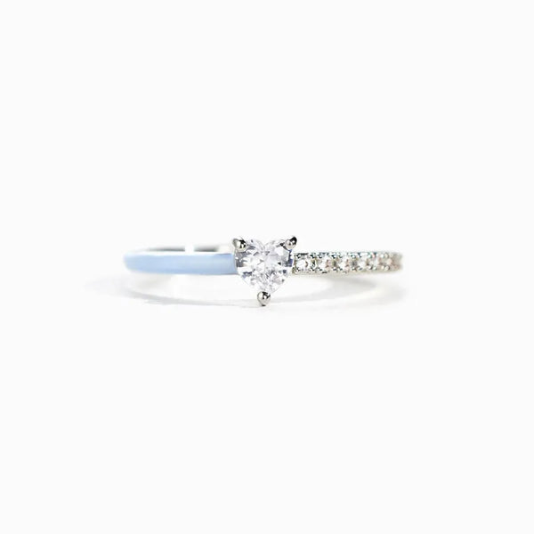 925 Sterling Silver Rhinestones Heart Shape Rings