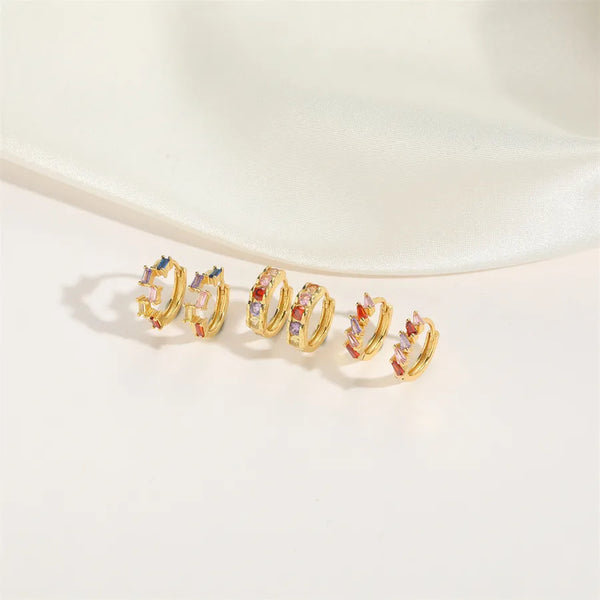 1 Pair Elegant Simple Style Round Plating Inlay Copper Zircon 14K Gold Plated Earrings