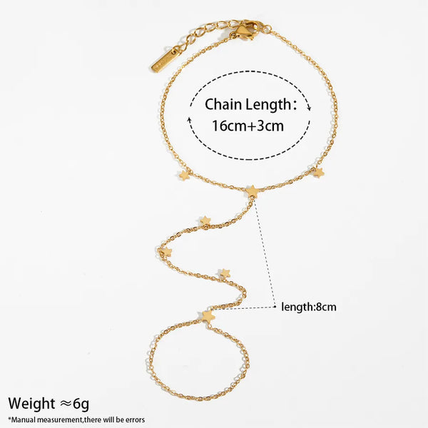 Elegant Romantic Pentagram 304 Stainless Steel 16K Gold Plated White Gold Plated cable chain Bracelets In Bulk