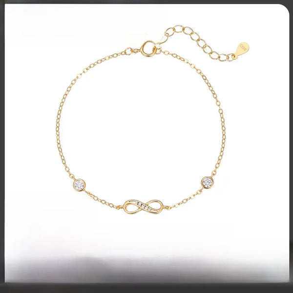 Luxurious 925 Sterling Silver Silver Infinity Bubble Zircon Bracelet Women's Jewelry Gift Adjustable Letter