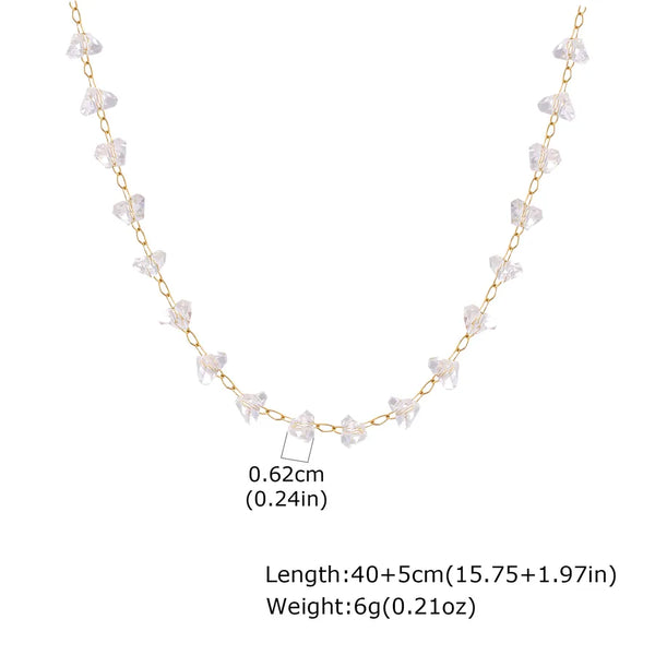 Elegant Ladies Stainless Steel Irregular Transparent Bead Necklace INS Style Casual Elegant Four Seasons Vacuum Plated Gold