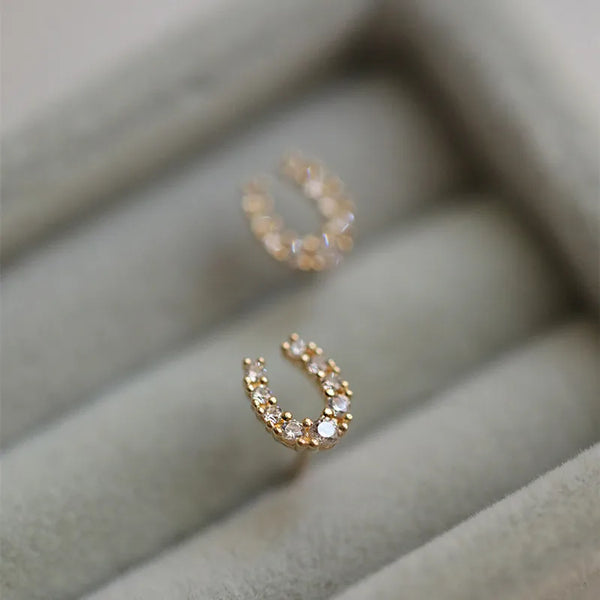 1 Pair 925 Sterling Silver Zircon U Shape Ear Studs