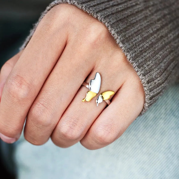 925 Sterling Silver Butterfly Open Rings