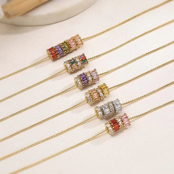 Round Birthday Necklace For Women, Copper Material with 18K Real Gold Plated 0.03µm Thickness, Zircon Inlay